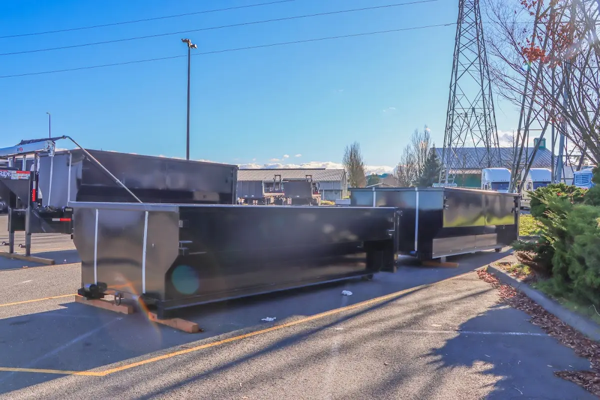 Roll-off dumpster ready for waste disposal at job site for Construction Dumpster Rental in Vandenberg Village